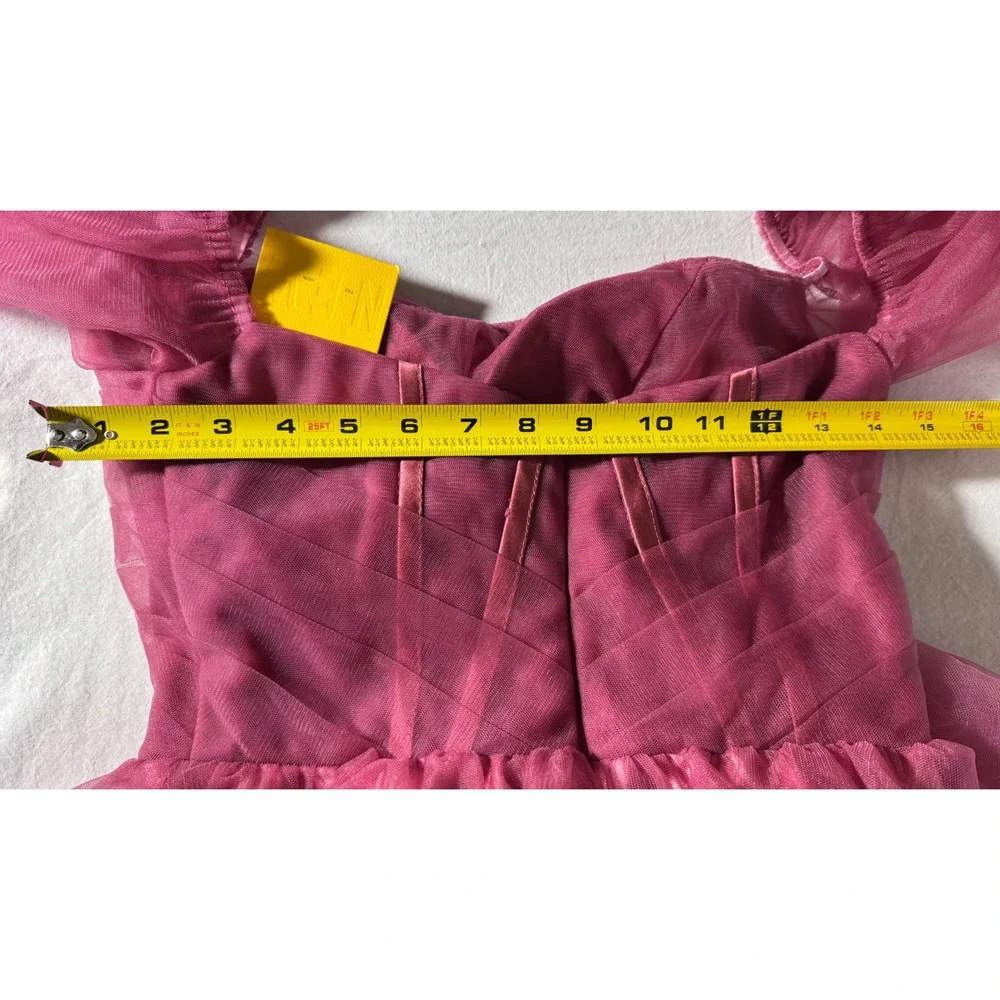 N.E.W. Fashion Magenta Tulle Puff Sleeve Formal Gown Prom Dress Size‎ 4 NEW